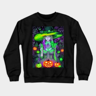 Halloween Cute Spooky Black Witch Crewneck Sweatshirt